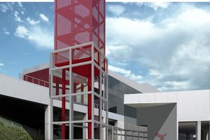 Preview of Tacoma Art Museum Addition - Image 6: Parking, Parking Lot, Automobile, Car, Transportation, Vehicle, Apartment Building, Building, City, High Rise, Town, Urban, Outdoor.