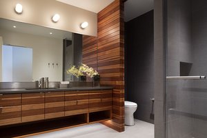 Preview of Zillow Executive Offices - Image 18: Bathroom, Indoors, Interior Design, Room, Dining Room, Furniture, shower, mirror.