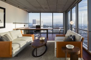 Preview of Zillow Executive Offices - Image 6: Sink, Couch, Furniture, Chair, Indoors, Interior Design, Dining Room, Room, Coffee Table, Table, Apartment, Building, Housing, office, wood floor, grating, lighting.