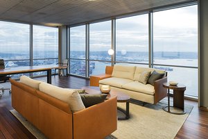 Preview of Zillow Executive Offices - Image 9: Couch, Furniture, Apartment, Building, Housing, Indoors, Interior Design, office, wood floor, grating, view.