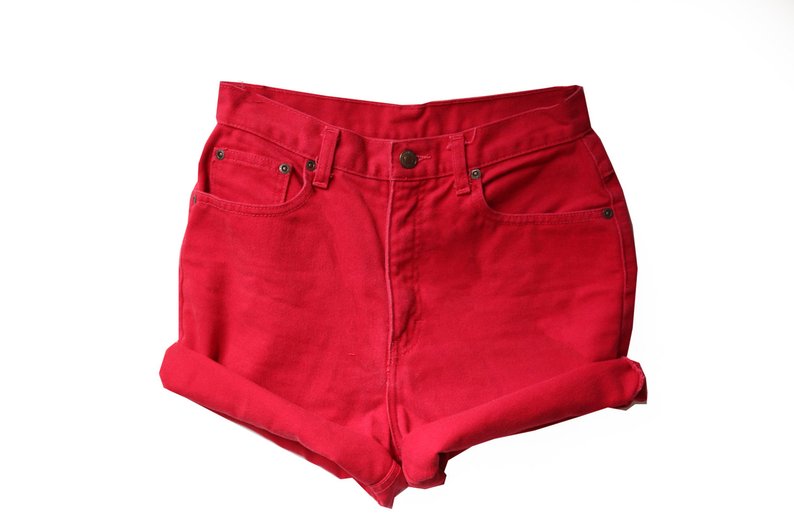 red high waisted shorts