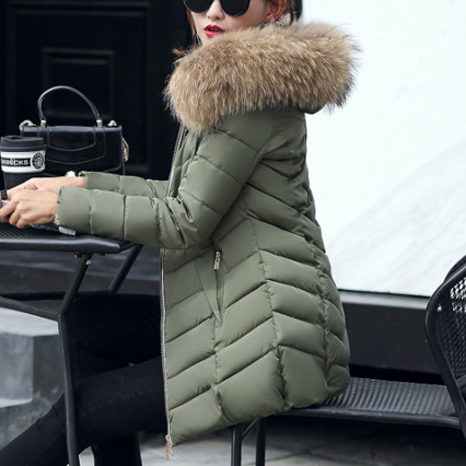 womens green coat with fur hood