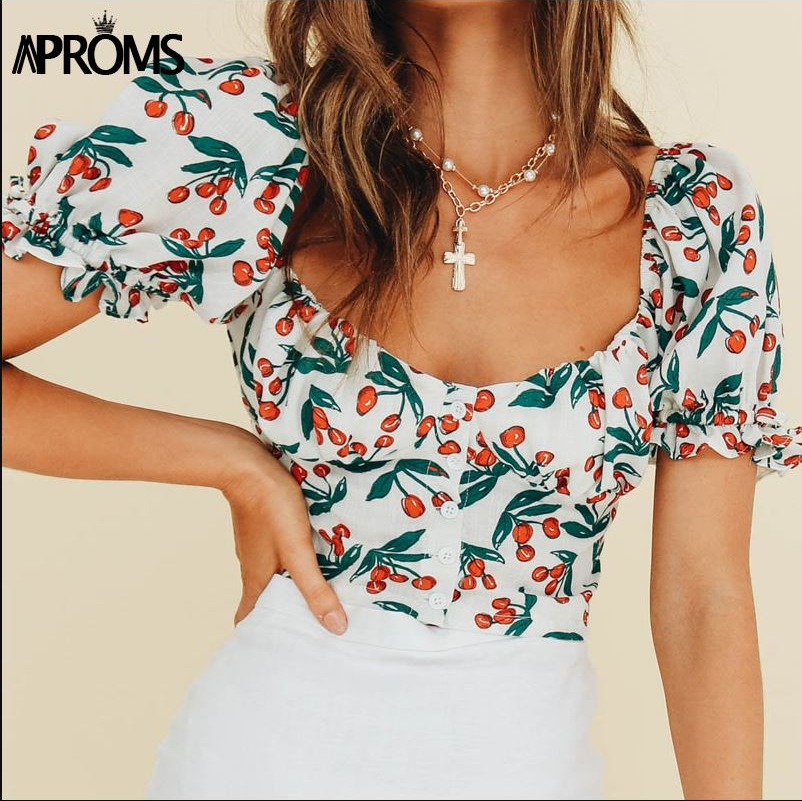 White Floral Tight Fitted Crop Top (Cute)