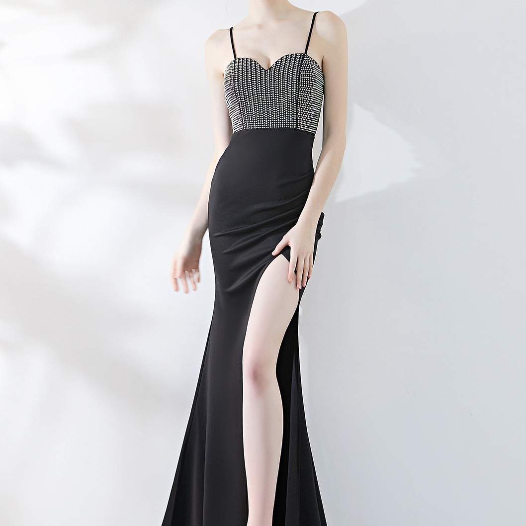 black glitter maxi dress