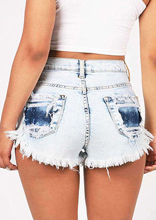 blue jean high waisted shorts