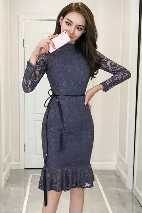 tight midi dress with sleeves