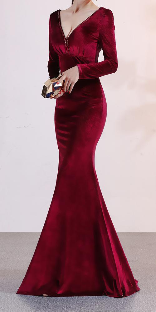 dark red maxi dress