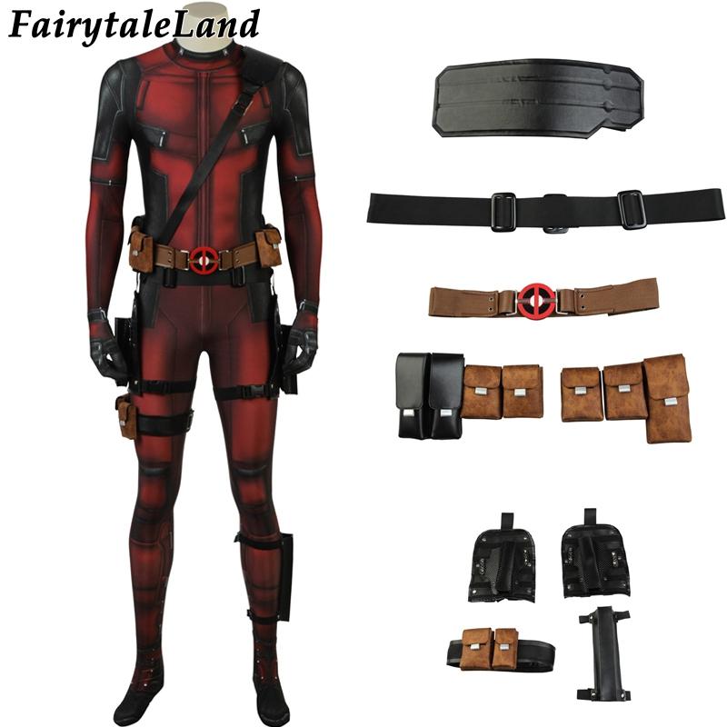 Movie Deadpool 2 Cospaly Costume Wade Uniform Halloween Outfit Jumpsuit Suit