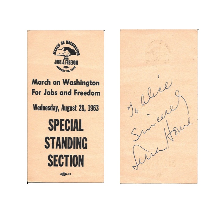March on Washington for Civil Rights on August 28, 1963: Alice Van Brackle receives Autograph from Lena Horne