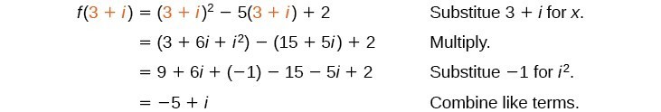 Substitute 3 plus i for x. Multiply. Substitute negative 1 for i squared. Combine like terms.