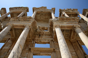 An enormous, ancient library.