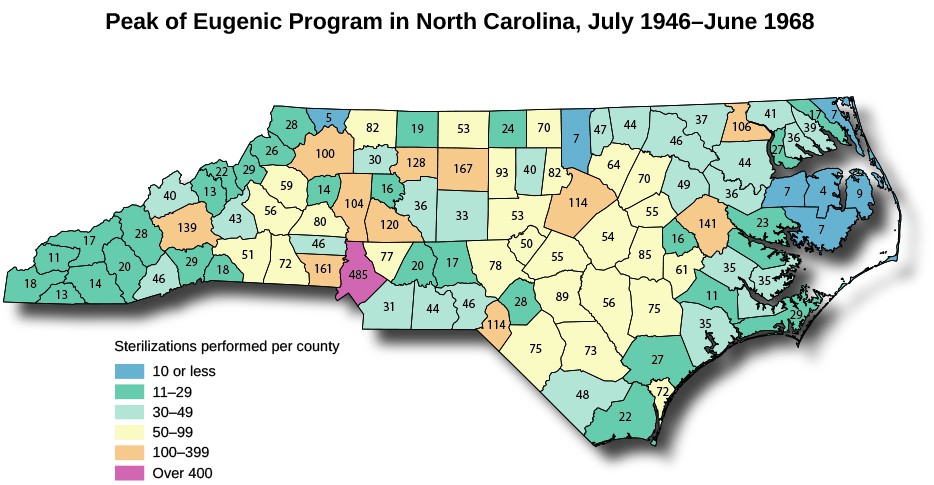 A map of North Carolina titled