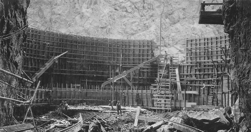 An image of workers constructing the Hoover Dam.