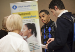 People standing at a job fair