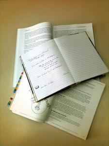 Open books and notebooks