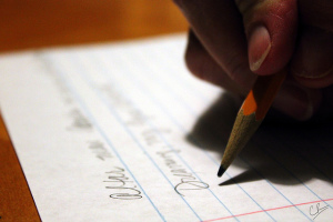 Writing with a pencil