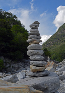 balanced stack of river rocks