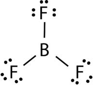 Structure of boron trifluoride, which has a trigonal planar shape