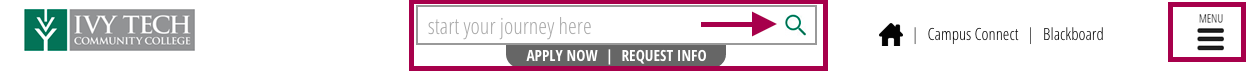 The Ivy Tech website provides both search capabilities and a useful menu structure.