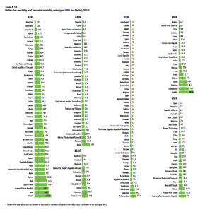 Under-five mortality and neonatal mortality rates (per 1000 live births), 2015
