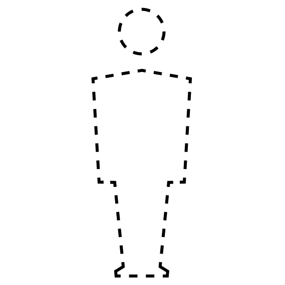 A dotted line outline of a person.