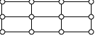 2 by 4 grid of rectangles. Each intersection has an open dot.