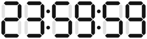 Digital clock displaying 23 hours, 59 minutes, 59 seconds.