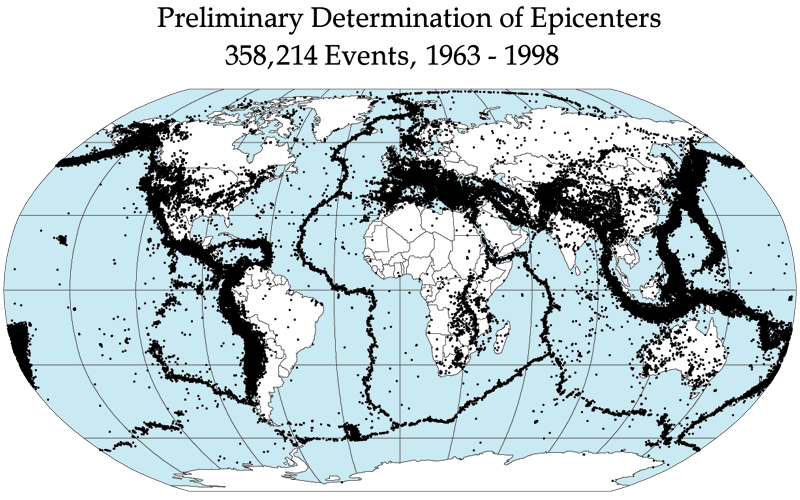 Quake epicenters.