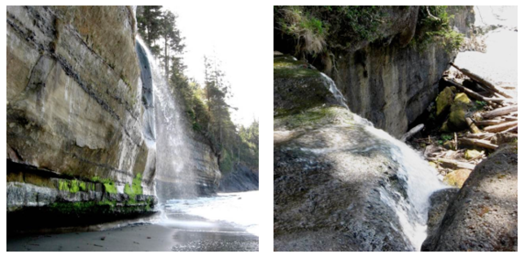 Une chute d'eau sous deux angles différents