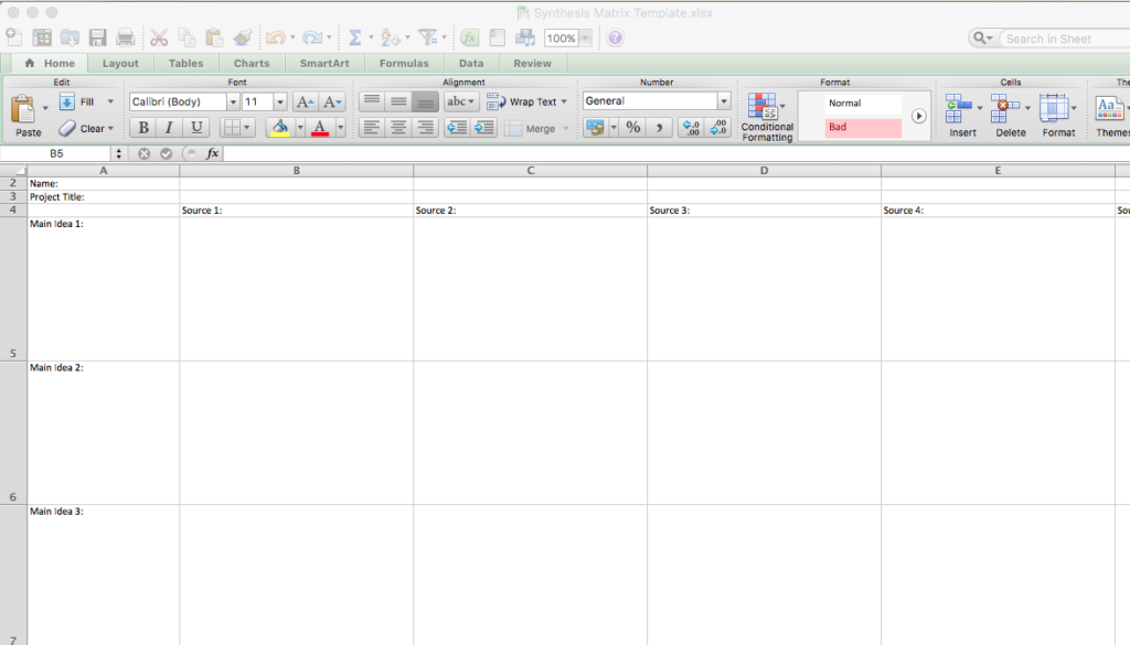 Using a Synthesis Matrix Writing & Research in the Disciplines