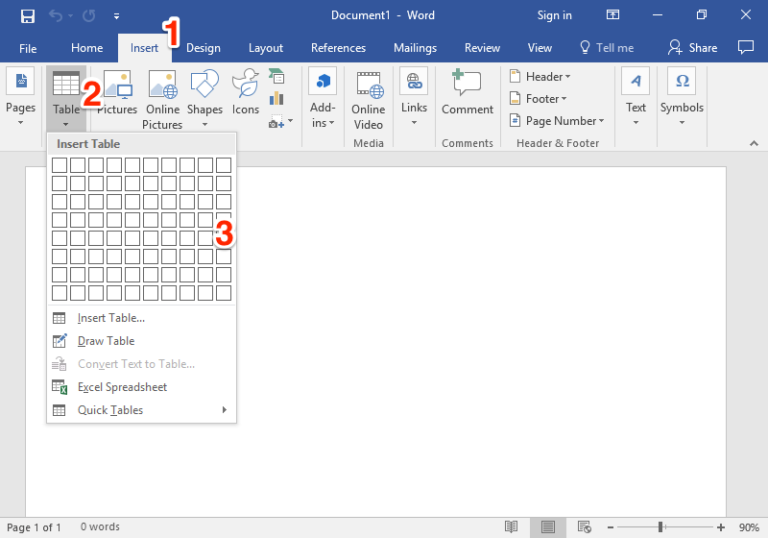 Creating Tables Microsoft Word