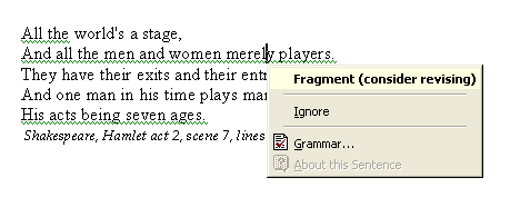 old version of spelling and grammar check word