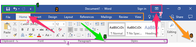 microsoft word ribbon feature