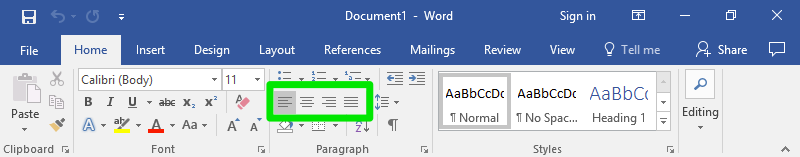 how to align word document top bottom