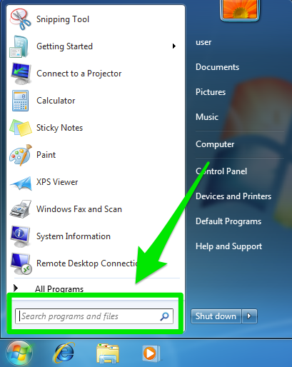 Image result for pointing start button windows 7