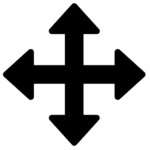 Four arrows stretching different directions at ninety degrees and is connected at the center.