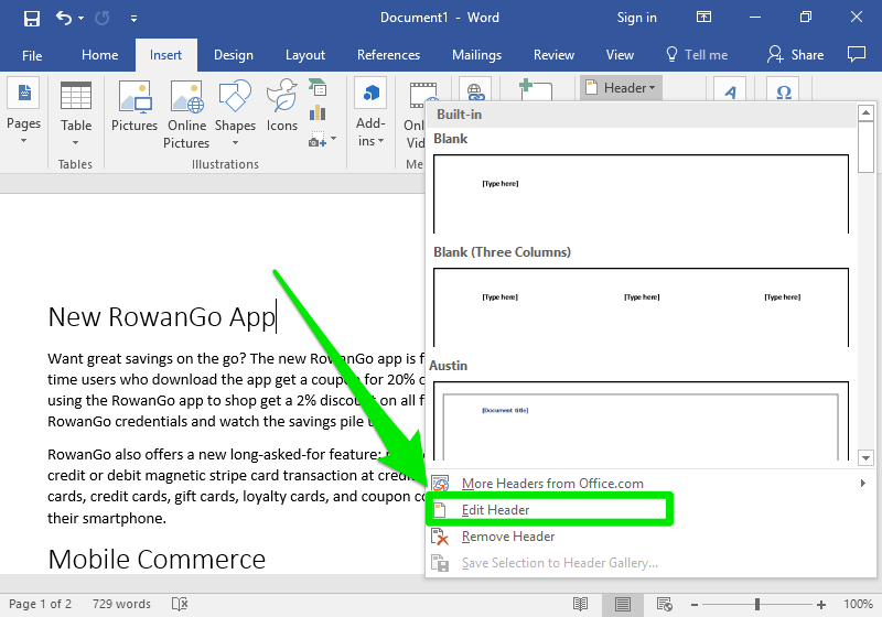 controling headers and footers in microsoft word