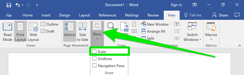 display ruler