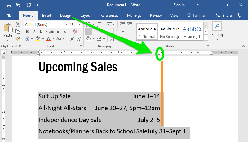 add a tab stop in word 2011 for mac