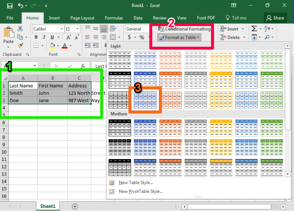 Table And Cell Styles Computer Applications For Managers