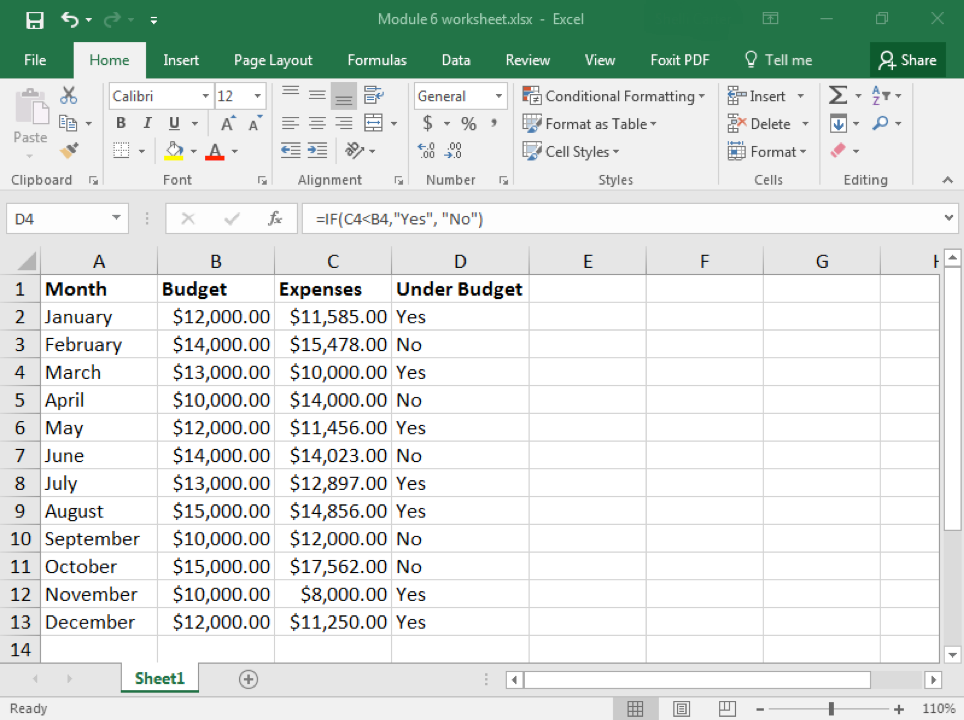 Data has been entered in Columns A, B, C, and D through row 13. 