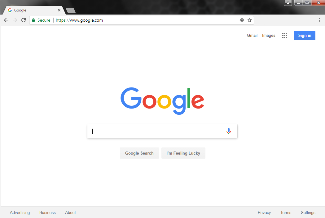 The Google Chrome homepage.