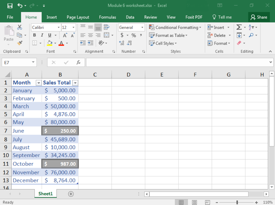 Assignment: Organize Sales Data | Computer Applications for Managers