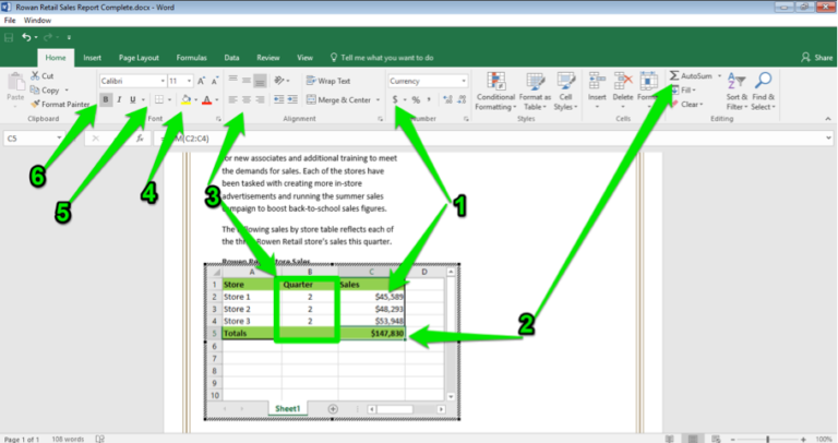 Excel Table in Word Document | Computer Applications for Managers