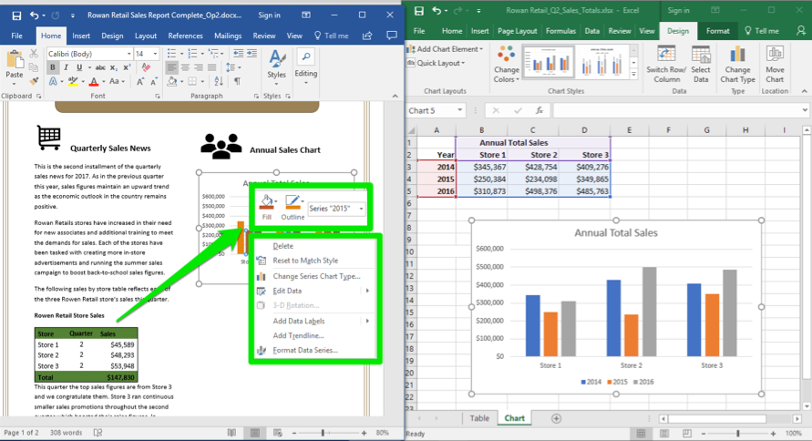 Excel Chart In Word Document Computer Applications For Managers