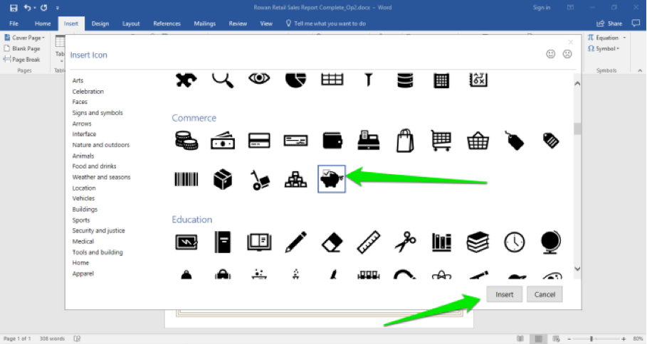 list of all microsoft word symbols