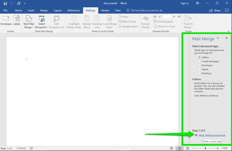 step by step mail merge from excel to word