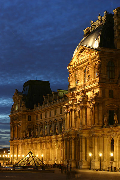 Photograph of the museum at dusk.