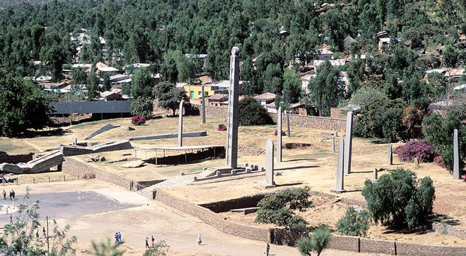 A view of the stelae from afar.