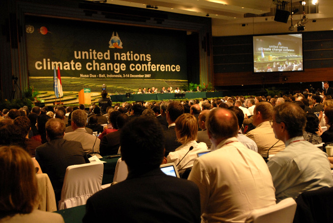 A picture of an audience at the United Nations Climate Change Conference.